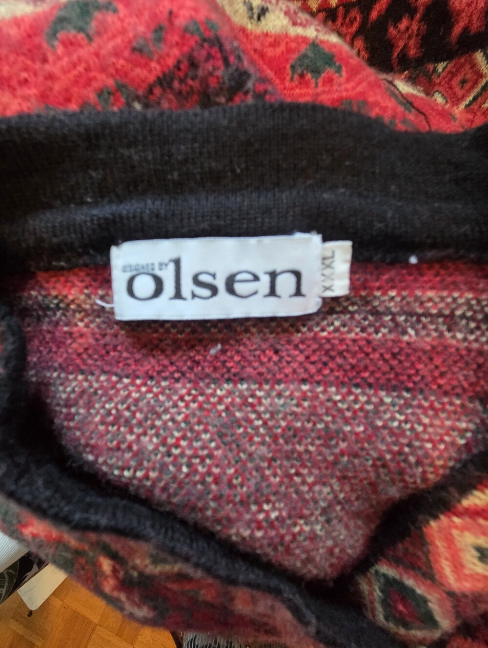 Olsen Red Patterned Button-Front Sweater Vest - Picture 6 of 8